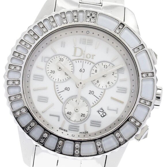 Dior crystal CD114311 diamond bezel chronograph Quartz Men's Watch - Picture 9 of 11
